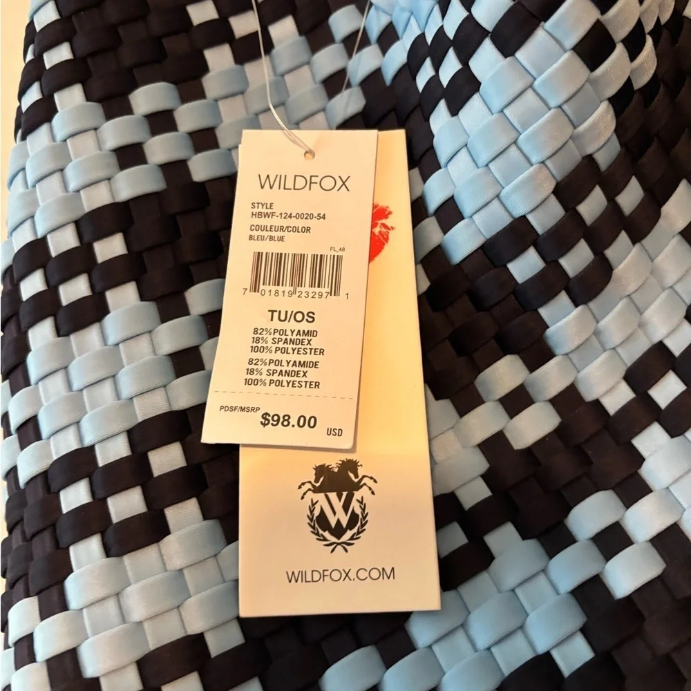 Wildfox Black and Light Blue Checkered Tote